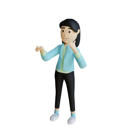 Woman showing calling hand gesture 3D Illustration