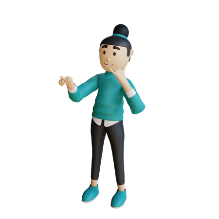 Woman showing calling hand gesture  3D Icon