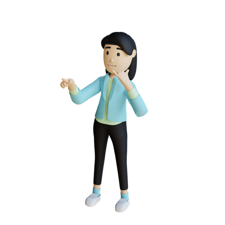 Woman showing calling hand gesture  3D Illustration