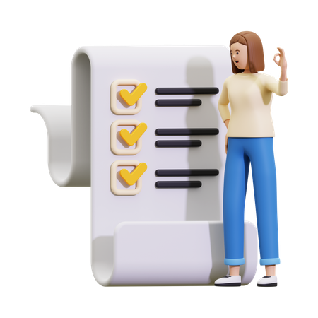 Woman Showing Checklist Clipboard  3D Illustration