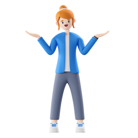 Woman showing confused gesture  3D Illustration