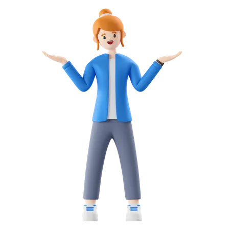 Woman showing confused gesture  3D Illustration