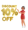 Woman Showing discount 10 percent off