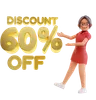 Woman Showing discount 60 percent off