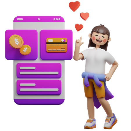 Woman Showing Explaining Payment Options  3D Illustration