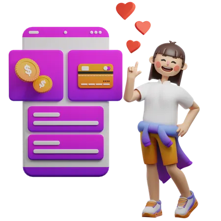 Woman Showing Explaining Payment Options  3D Illustration