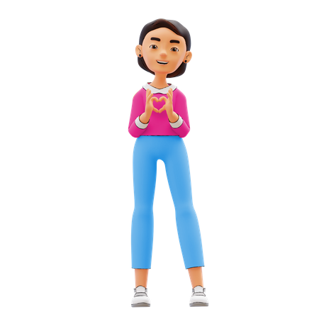 Woman showing heart gesture  3D Icon