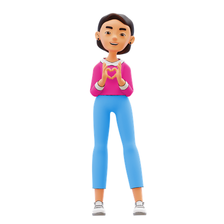 Woman showing heart gesture  3D Illustration