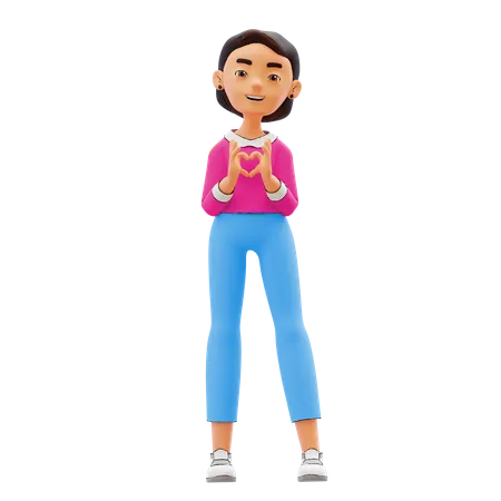 Woman showing heart gesture  3D Illustration