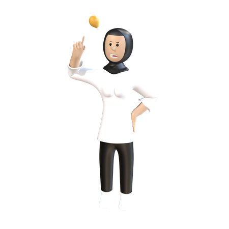 Woman Showing Lightbulb Idea Pose  3D Illustration