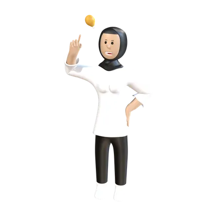 Woman Showing Lightbulb Idea Pose  3D Illustration