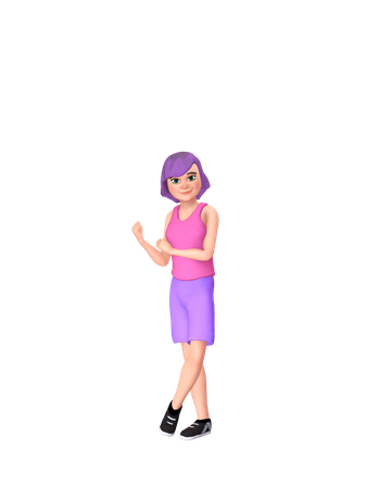 Woman showing muscle  3D Illustration