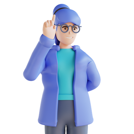 Woman showing one finger  3D Icon