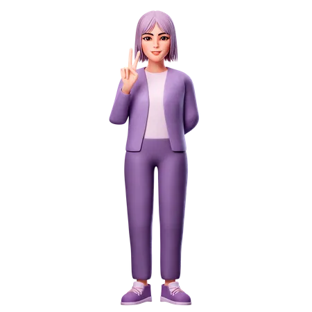 Woman showing Peace Sign  3D Illustration