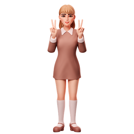 Woman showing Peace Sign  3D Illustration