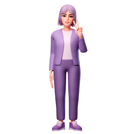 Woman showing Peace Sign  3D Illustration