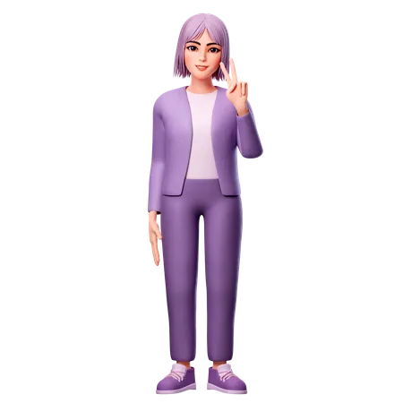 Woman showing Peace Sign  3D Illustration