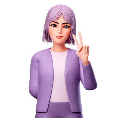 Woman showing Peace Sign  3D Illustration