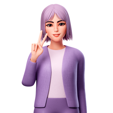 Woman showing Peace Sign  3D Illustration