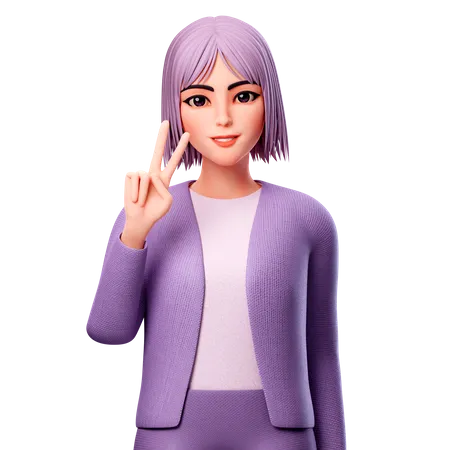 Woman showing Peace Sign  3D Illustration