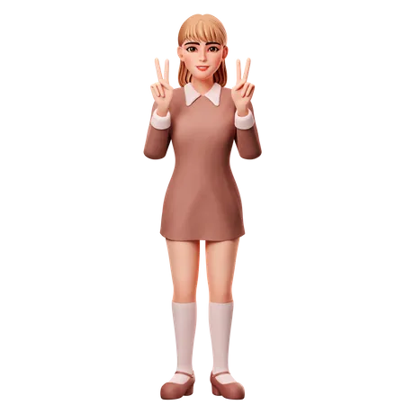 Woman showing Peace Sign  3D Illustration