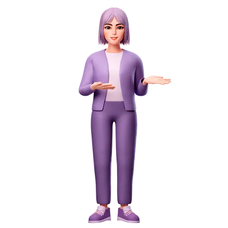 Woman showing Raise Right Hand  3D Illustration