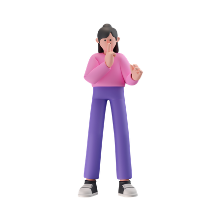 Woman Showing Silence gesture 3D Illustration