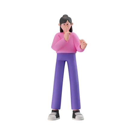 Woman Showing Silence gesture 3D Illustration