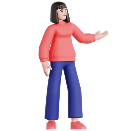Woman Showing Something  3D Icon