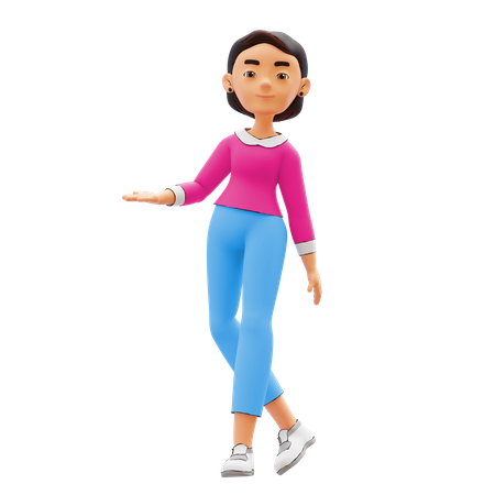 Woman showing something  3D Icon