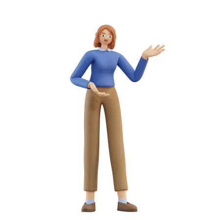 Woman Showing Something  3D Illustration