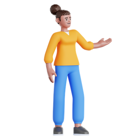 Woman Showing Something  3D Illustration