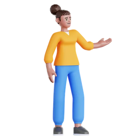 Woman Showing Something  3D Illustration