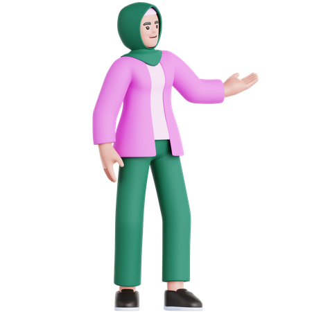 Woman Showing Something  3D Illustration