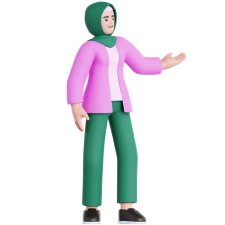 Woman Showing Something  3D Illustration