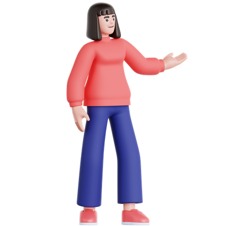 Woman Showing Something  3D Illustration