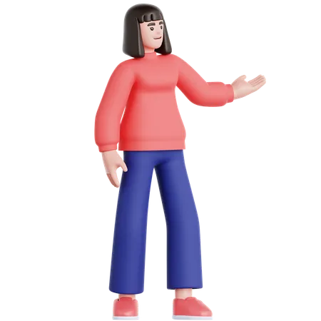 Woman Showing Something  3D Illustration