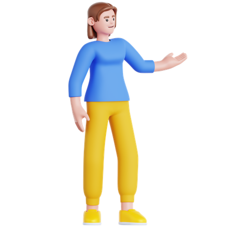 Woman Showing Something  3D Illustration