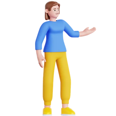 Woman Showing Something  3D Illustration