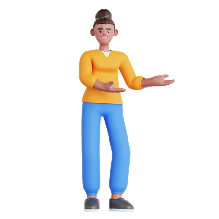 Woman Showing Something  3D Illustration