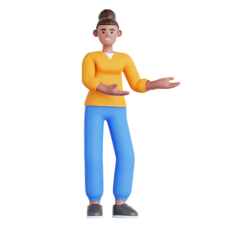 Woman Showing Something  3D Illustration