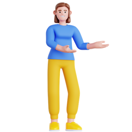 Woman Showing Something  3D Illustration