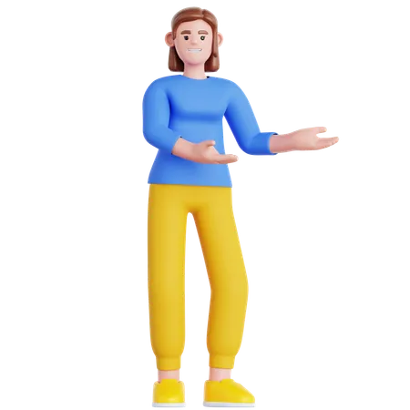 Woman Showing Something  3D Illustration