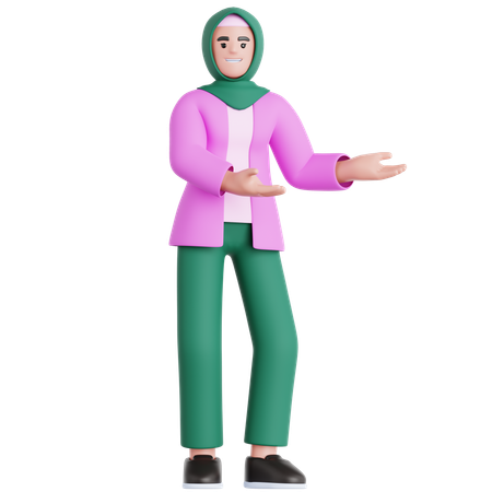 Woman Showing Something  3D Illustration