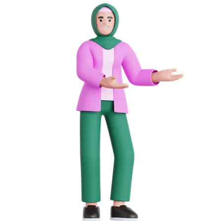 Woman Showing Something  3D Illustration