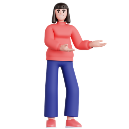 Woman Showing Something  3D Illustration