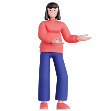 Woman Showing Something  3D Illustration