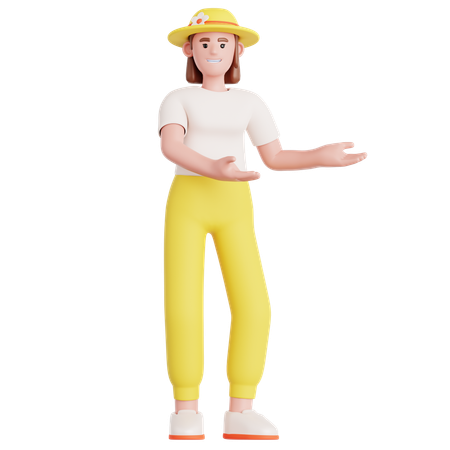 Woman Showing Something  3D Illustration