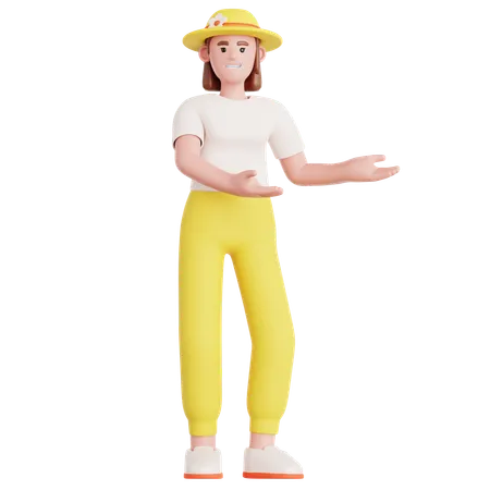 Woman Showing Something  3D Illustration