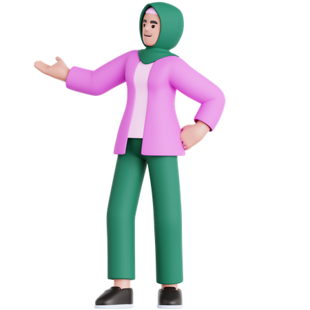 Woman Showing Something  3D Illustration